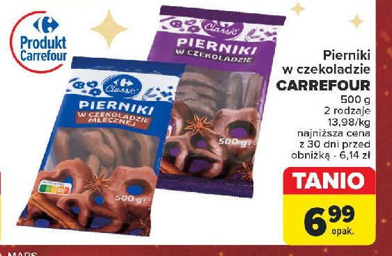 Pierniki w czekoladzie mlecznej Carrefour classic promocja