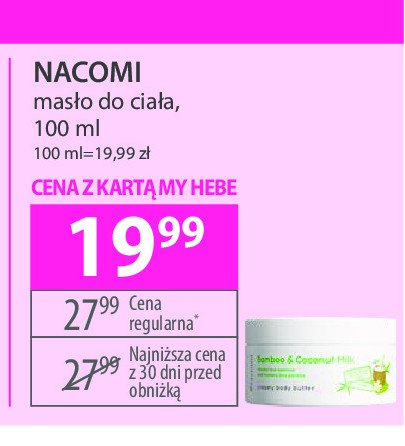 Masło do ciała bamboo & coconut milk Nacomi promocja