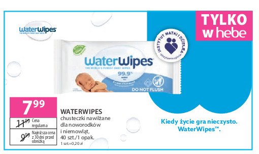 Chusteczki nawilżane czystą wodą Waterwipes promocja