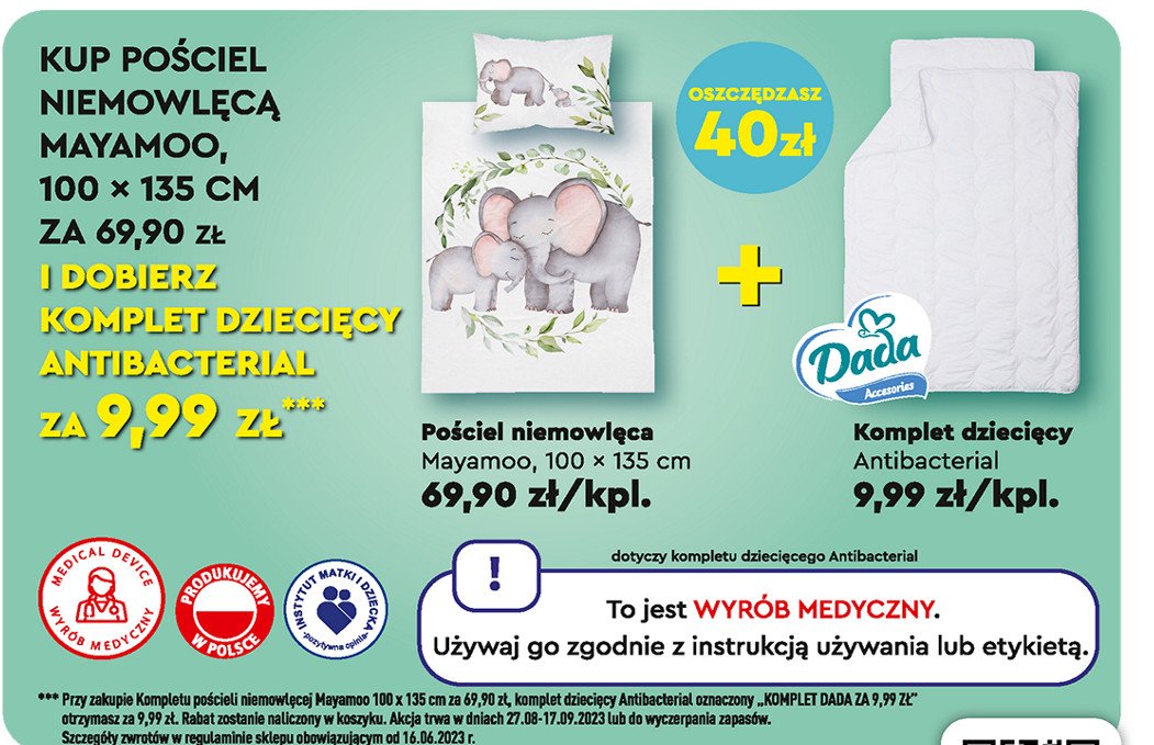 Komplet po艣cieli niemowl臋cej 100 x 135 cm Mayamoo promocja