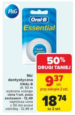 Nić dentystyczna 50 m Oral-b essential floss promocja