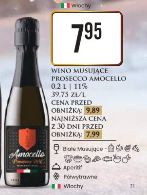 Wino musujące Prosecco Amocello 0.2 l promocja w Dino