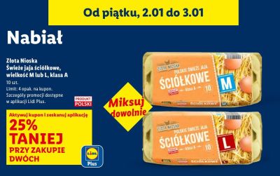 Jaja ściółkowe świeże wielkość M lub L, klasa A promocja w Lidl