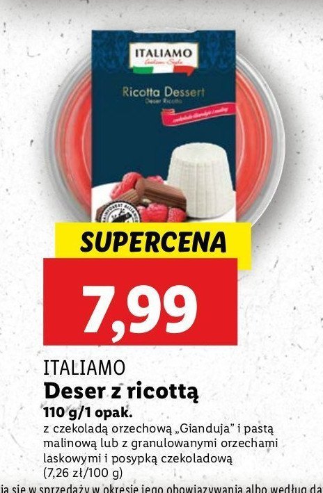 Deser z ricottą amaretto Italiamo promocja