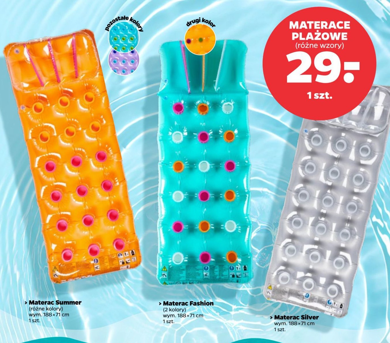 Materac dmuchany 188 x 71 cm silver promocja w Netto