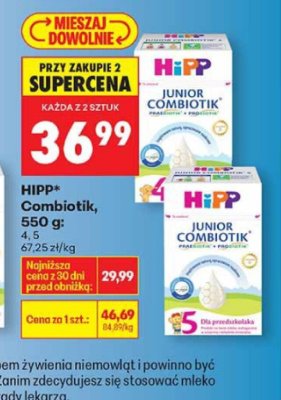 Mleko modyfikowane HiPP Combiotik, 550 g promocja w Biedronka