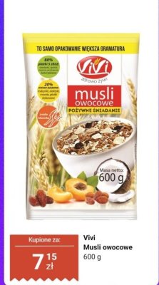 Płatki Musli owocowe Vivi promocja w Dino