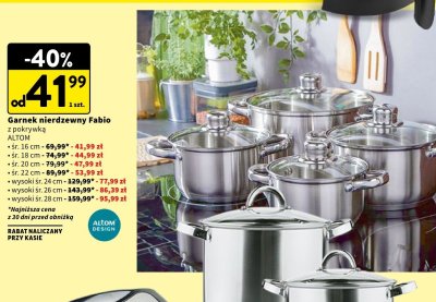 Garnek nierdzewny Fabio z pokrywką średnica 22 cm ALTOM promocja w Intermarche