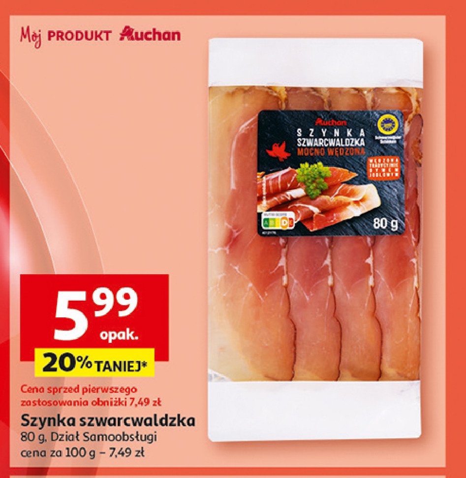 Szynka szwarcwaldzka Auchan różnorodne (logo czerwone) promocja