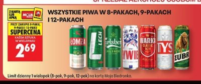 Wszystkie piwa w 8-pakach, 9-pakach i 12-pakach promocja w Biedronka