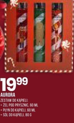 Zestaw kosmetyków AURORA (żel pod prysznic 60ml, płyn do kąpieli 60ml, sól do kąpieli 80g) promocja w Drogerie Natura