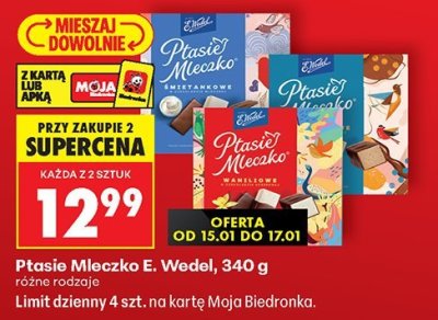 Ptasie Mleczko E. Wedel różne rodzaje promocja w Biedronka