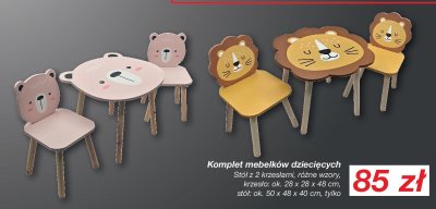 Komplet mebelków dziecięcych stół z 2 krzesłami promocja w KiK