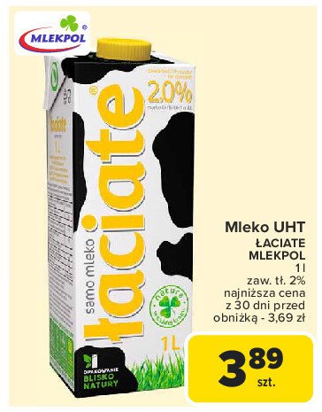 Mleko Łaciate 2% promocja w Carrefour Market