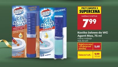 Kostka żelowa do WC Agent Max 75 ml różne rodzaje promocja w Biedronka