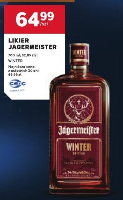 Likier Jägermeister Winter 700 ml 92,85 zł/l promocja w Stokrotka