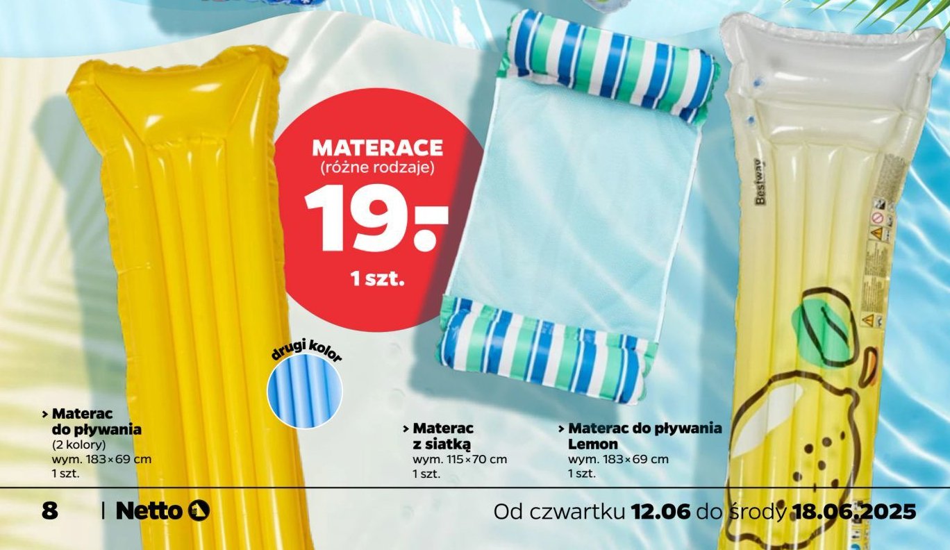 Materac lemon 183 x 69 cm promocja w Netto