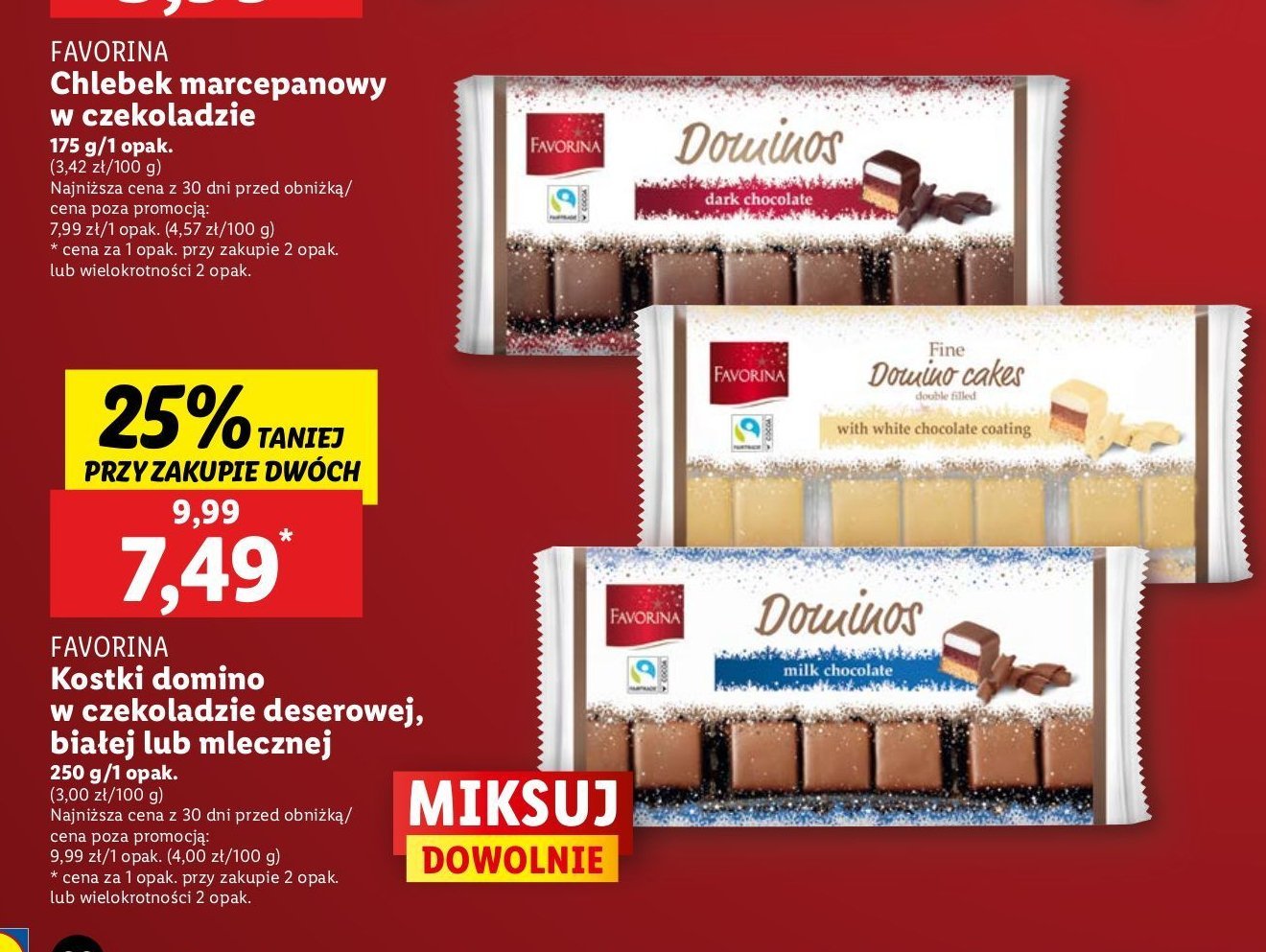 Kostki domino w czekoladzie białej Favorina promocja