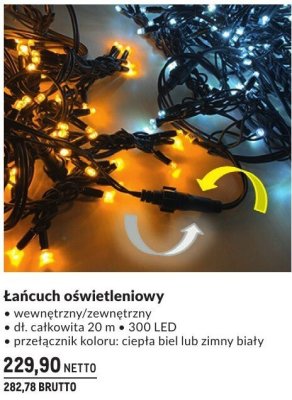 Łańcuch oświetleniowy wewnętrzny/zewnętrzny 20 m 300 LED promocja w Makro