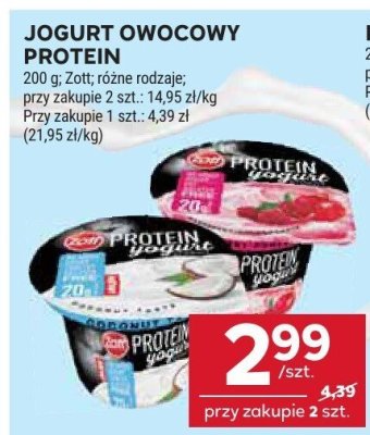 Jogurt owocowy Protein różne rodzaje Zott promocja w Stokrotka