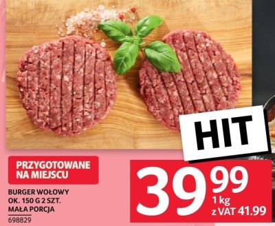 Burger wołowy przygotowany na miejscu ok. 150 g 2 szt. mała porcja promocja w Selgros