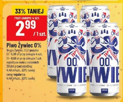 Piwo Żywiec 0% 0,5l puszka grupa Żywiec promocja w POLOmarket