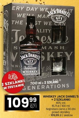 Whisky JACK DANIEL'S + 2 SZKLANKI promocja w Twój Market