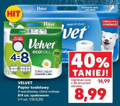 Papier toaletowy 3-warstwowy, różne rodzaje Velvet promocja w Kaufland