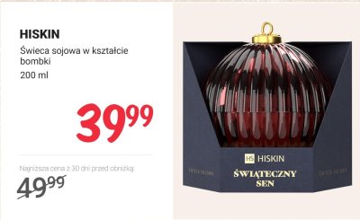 Świeca sojowa w kształcie bombki HISKIN Świąteczny Sen promocja w Rossmann