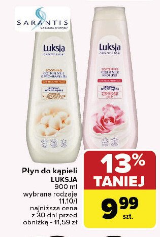 Płyn do kąpieli cotton milk & provitamin b5 Luksja creamy & soft promocja w Carrefour