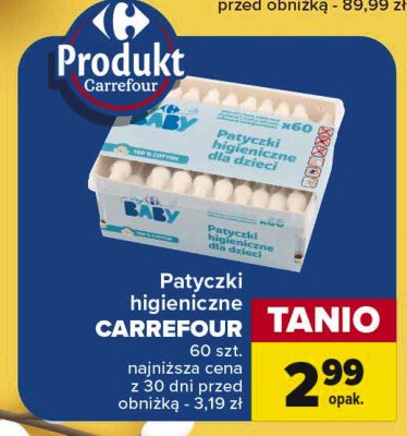 Patyczki higieniczne dla dzieci Carrefour baby promocja