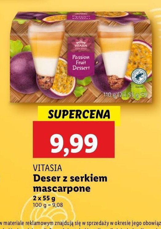 Deser z mascarpone marakuja Vitasia promocja w Lidl