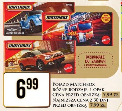 Pojazd Matchbox, różne rodzaje promocja w Dino