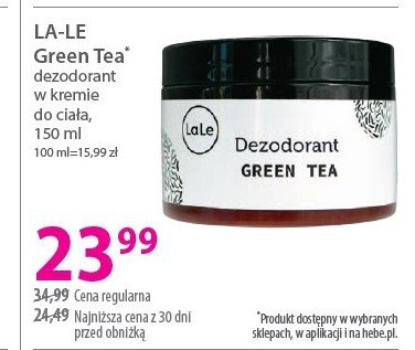 Dezodorant green tea LA-LE promocja w Hebe