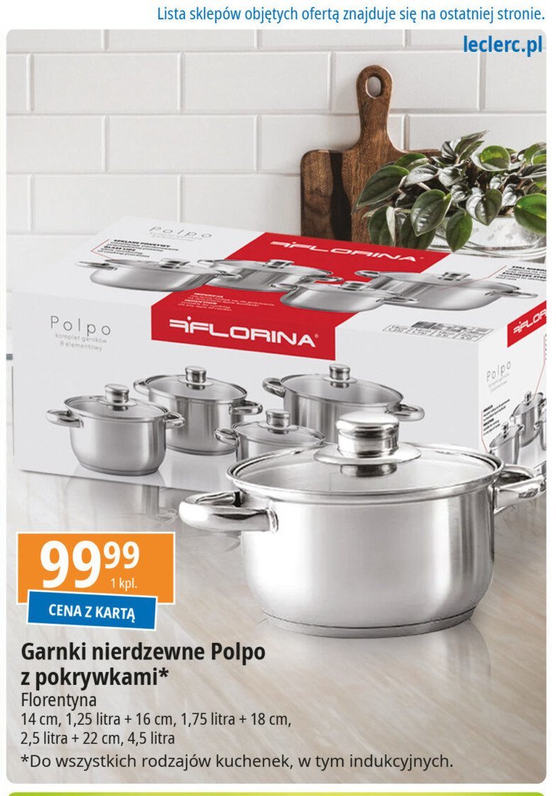 Komplet garnków polpo Florina (florentyna) promocja w Leclerc