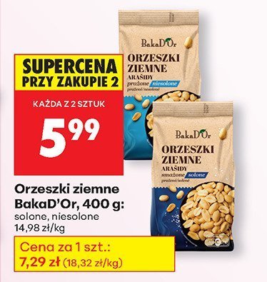 Orzeszki ziemne BakaD'Or 400g solone, niesolone promocja w Biedronka