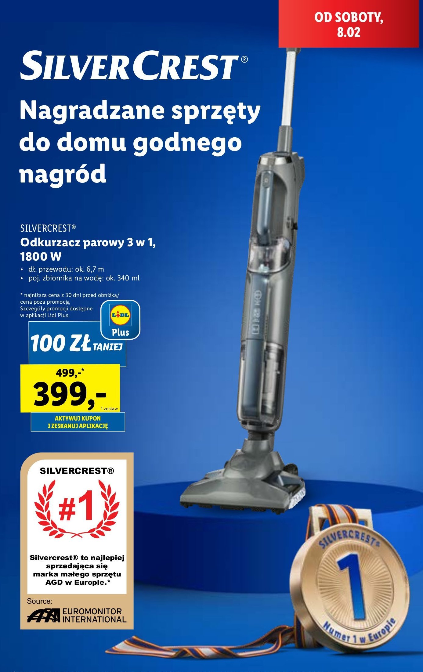 Odkurzacz parowy 1800 w Silvercrest promocja w Lidl