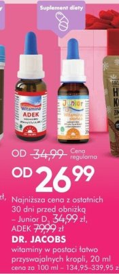 Witaminy dla dzieci DR. JACOBS łatwo przyswajalnych kropli, 20 ml promocja w Super-Pharm