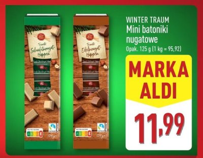 Mini batoniki nugatowe WINTER TRAUM promocja w Aldi