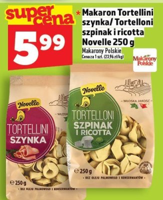 Makaron Tortellini szynka/Tortelloni szpinak i ricotta Novelle 250 g promocja w TOPAZ