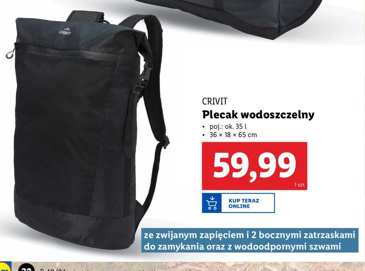 Plecak wodoszczelny 35 l Crivit promocja