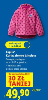 Kurtka zimowa dziecięca  promocja w Lidl