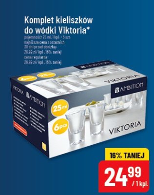 Komplet kieliszków do wódki Viktoria 25 lub 29 ml promocja w POLOmarket