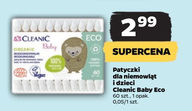 Patyczki higieniczne organic Cleanic baby promocja