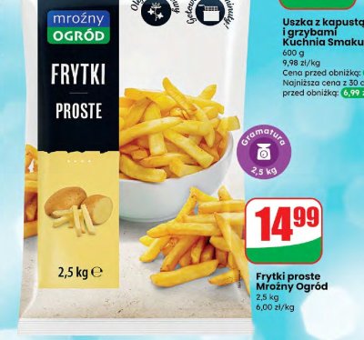 Frytki proste 2,5 kg promocja w Dino