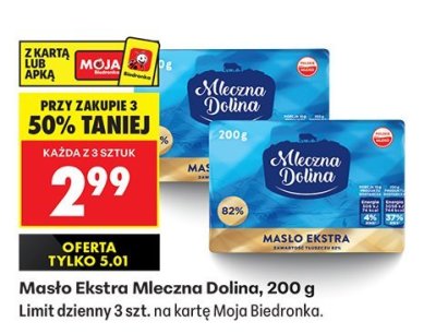 Masło Ekstra Mleczna Dolina 200 g promocja w Biedronka
