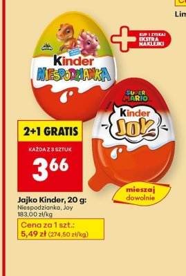 Jajko Kinder Joy 2+1 gratis promocja w Biedronka