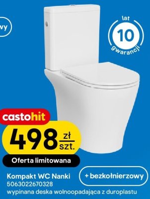 Kompakt WC Nanki bezkolnierzowy promocja w Castorama