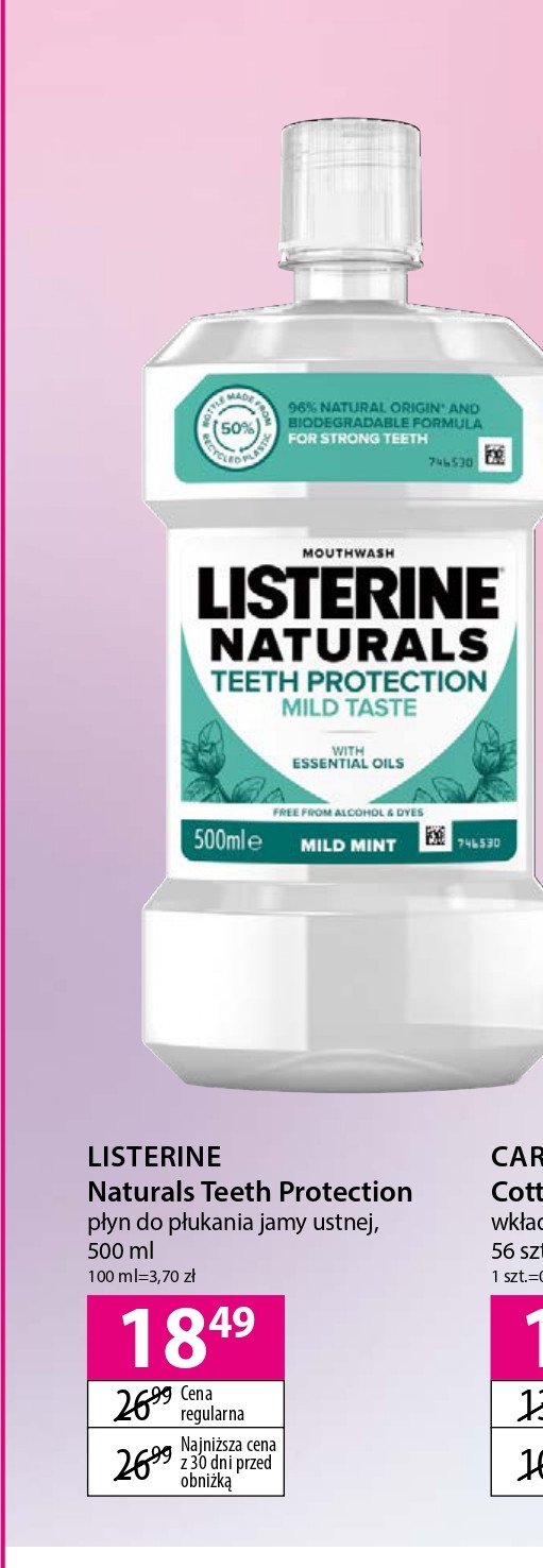 Płyn do płukania ust teeth protection mild taste Listerine naturals promocja