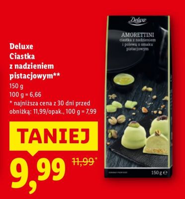 Ciastka z nadzieniem pistacjowym Deluxe promocja w Lidl